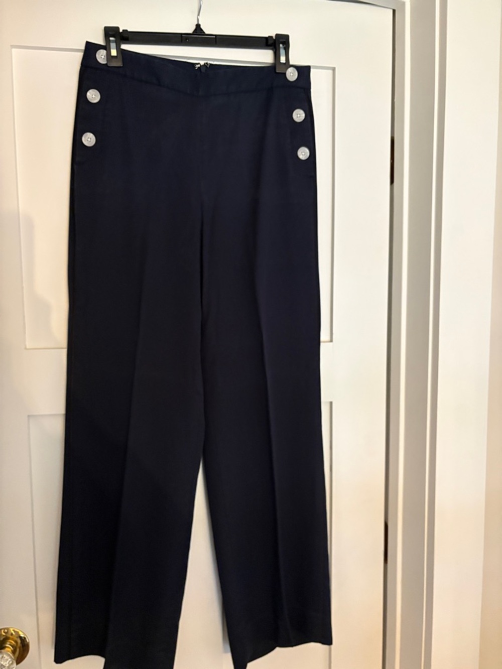 Banana Republic Navy Wide-Leg Sailor Pants with Silver Buttons